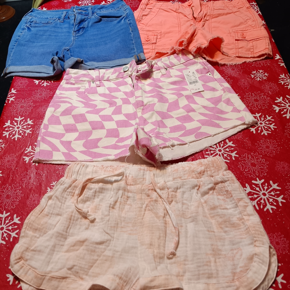PacSun Pink Swirl Pattern Denim Shorts